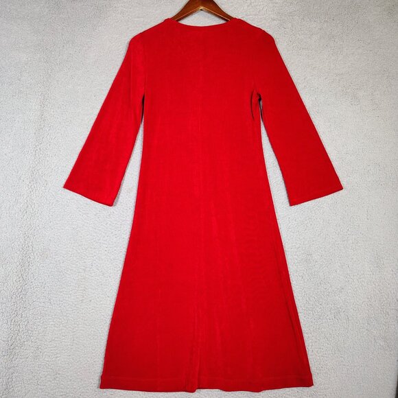 Chico's Travelers Dress Womens 0 US Small Red Allure High V-Neck Bell Sleeve NWT - Picture 11 of 12
